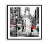 Poster Cadre Noir 60x60 cm Affiche Architecture Noir et Blanc - 3942 - P2B | Paris Ville Maison Poster Mural Moderne Décoratif Art Mural Impression d'Art Salon Chambre Cuisine Tableau Décoration ARTTOR