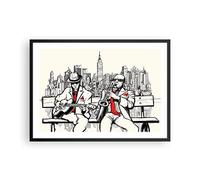 Poster Cadre Noir 70x50 cm Affiche Architecture Personnes - 3599 - P2B | Jazz Musique Musicien Poster Mural Moderne Décoratif Art Mural Impression d'Art Salon Chambre Tableau Décoration ARTTOR