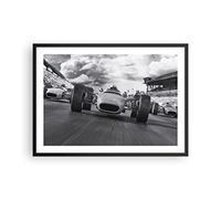Poster Cadre Noir 70x50 cm Affiche Noir et Blanc Autos - 4127 - P2B | Formule 1 ET Poster Mural Moderne Décoratif Art Mural Impression d'Art Salon Chambre Cuisine Tableau Décoration ARTTOR
