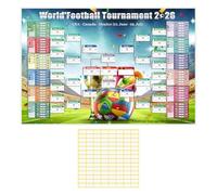 Poster Calendrier Coupe du Monde 2026, (95 x 75 cm) Calendrier 2026 Affiche de La Coupe du Monde, Poster Coupe monde 2026 Football Match Decoration (95 x 75CM)