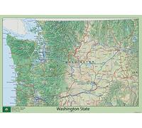 Poster Carte de l'État de Washington - 61 x 43,2 cm - Papier plastifié