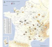 Poster - Carte des fromages AOC de France - 80 x 80 cm | Blay Foldex - Fond Jaune / PVC 3 mm