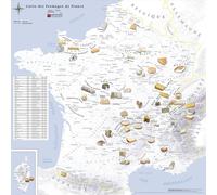Poster - Carte des fromages AOC de France - 80 x 80 cm | Blay Foldex - Fond Violet / PVC 3 mm