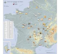 Poster - Carte des fromages AOC de France - 80 x 80 cm | Blay Foldex - Standard / Papier 150 g avec plastification mate