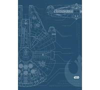 Poster d'Art Mural, 50cm x 70cm, Star Wars Blueprint Falcon