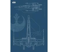 Poster d'Art Mural, 50cm x 70cm, Star Wars Blueprint X Wing