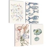 Poster de café - Images murales pour la cuisine - Poster de café - Décoration vintage - Sardines 4x A4 | ohne Rahmen TABLEAU