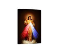 Poster de film de motivation Divine Mercy Image Love Jésus Christ sur toile Peinture murale Cadre prêt à accrocher 40,6 x 61 cm