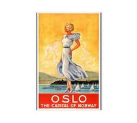 Poster de voyage Oslo - Norvège - Tourisme vintage - Décoration murale - Pour salon, chambre à coucher - 30,5 x 45,7 cm (L x l)