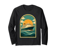 Poster de Voyage rétro Bateau de croisière Coucher de Soleil Manche Longue