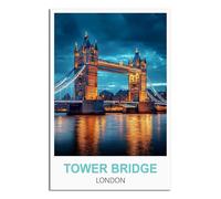 Poster de voyage vintage Tower Bridge de Londres - Impression sur toile moderne pour décoration de salon - 20 x 30 cm