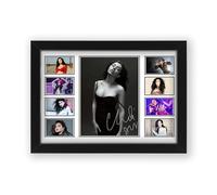 Poster dédicacé de Charli XCX - Édition limitée - Cadeau pour les fans - Marchandises souvenirs de collection (encadré A4 (30 x 21 cm)