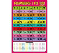 Poster éducatif préscolaire mathématiques pour tout-petits, maternelle, école maternelle, salle de nseignement des chiffres de 1 à 100, tableau mural, poster éducatif pour la première classe