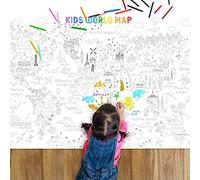 Poster géant à colorier carte du monde géant pour enfants Grand livre de coloriage d'éducation à colorier Art mural 45,3 x 31,5 pouces