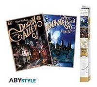 Poster - HARRY POTTER - Poudlard & Diagon Alley - 52x38 cm - Set de 2 - Enfant Blanc