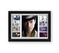 Poster imprimé avec autographe Prince - Édition limitée - Cadeau pour les fans - Marchandises souvenirs de collection (encadré A4 (30 x 21 cm)