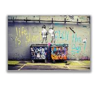 Poster imprimé « Peeing Boys » de Banksy - « Life Is Short » avec citations inspirantes - Art de rue pour chambre d'adolescent et salon, sans cadre 30 x 40 cm