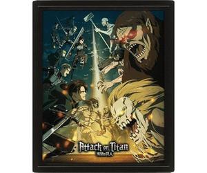 Poster L'Attaque des Titans - PYRAMID INTERNATIONAL - Saison 4 - Lenticulaire 3D - Encadré Noir - 29x24 cm