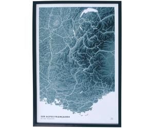 Poster - Les Alpes (Blue Design) - 41 cm x 61 cm | 3D Map
