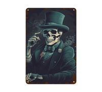 Poster Métallique Crâne De Gentleman Effrayant Plaque Deco Metal Décorative Décoration Murale En Métal Rétro Pancarte En Métal Pour Café Bar Hôtels 20X30Cm