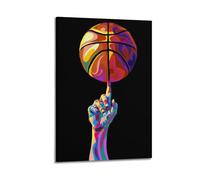 Poster minimaliste de sport Art pour chambre à coucher Basketball sur le bout des doigts Marvel Affiche décorative sur toile pour décoration murale et impression d’art moderne pour la famille 30 x 45