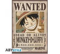Poster ONE PIECE - Wanted Luffy New 2 - 91x61cm - Beige - Décoration murale - Intérieur