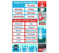Poster pédagogique - Jours et mois en anglais - 52 x 76 cm