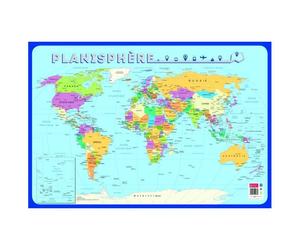 Poster planisphère effaçable à sec - L 76 x l 52 cm