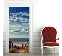 Poster Porte Sticker Porte Papier Peint Porte Trompe l'oeil porte Adhésif Autocollant Porte 3D pour Cuisine Chambre Salle de Bain Auto-adhésif Amovible Murale 93x205 cm Mer