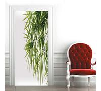Poster Porte Sticker Porte Papier Peint Porte Trompe l'oeil porte Adhésif Autocollant Porte 3D pour Cuisine Chambre Salle de Bain Auto-adhésif Amovible Murale Décoration 63x205 cm Bambou