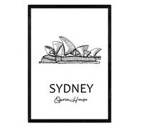 Poster Sydney - Opéra House. Assiette avec des monuments des villes. Taille A4, avec cadre