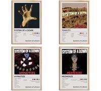 Poster "System of a Down", couverture d'album de musique, signé, affiches limitées, impressions, toile, art mural, chambre, esthétique, set de 4, pour adolescents et filles, dortoir, musique, salle de