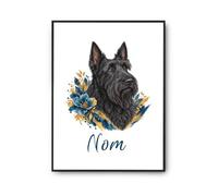 Poster Terrier Écossais : Aquarelle florale | Affiche Papier Photo 310 g Finition Perlée Format Taille A2 | Décoration Murale Salon Chambre Bureau | Cadeau Propriétaire Chien Crémaillère Anniversaire