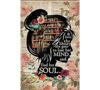 Poster vertical « Books Into The Library » - Décoration murale - Pour amateur de livres, dictionnaire de livres - Décoration vintage - 20,3 x 30,5 cm