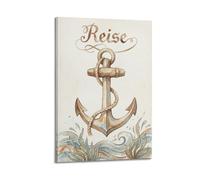 Poster vintage avec ancre maritime pour salon | Impression sur toile moderne pour chambre à coucher - 30,5 x 45,7 cm