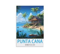 Poster vintage de Punta Cana Dominicain - Impression sur toile - Décoration murale moderne pour chambre à coucher - 30 x 45 cm
