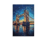 Poster vintage Great Landmarks UK Tower Bridge Peinture décorative sur toile 30 x 45 cm