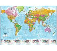 Poster XXL Carte du monde avec drapeaux - version actuelle - MAPS IN MINUTES « (140cm x 100cm) - en anglais