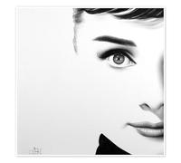 Posterlounge Audrey Hepburn I Poster de Ileana Hunter 20 x 20 cm Noir et blanc Tableaux Décoration murale