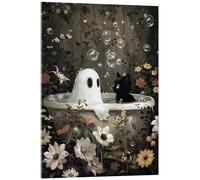 Posterlounge Ghost and black cat in the bathtub Tableau en verre acrylique