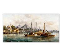 Posterlounge Navires marchands devant Hagia Sophia, Istanbul Poster | 80 x 40 cm de Anton Schoth Tableaux Décoration murale