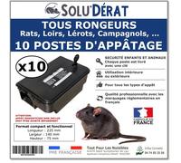 Postes d'appatage sécurisé et Professionnel pour Rats et Autres rongeurs, SOLU'DERAT - Lot de 10 postes/Stations