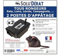 Postes d'appatage sécurisé et Professionnel pour Rats et Autres rongeurs, SOLU'DERAT - Lot de 2 postes/Stations