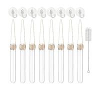Postes de multiplication de muraux avec 8 tubes - 8 pots de fleurs hydroponiques transparents avec brosse de nettoyage | Tubes de multiplication pour boutures de | pour fenêtre, miroir