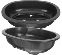 Pot à bonsaï ovale de 30 cm en plastique avec bac de drainage - Grande décoration de bureau - Lot de 2 pièces
