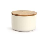 Pot À Bougie Céramique Blanc Avec Couvercle Bambou