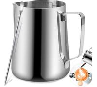 Pot à café, acier, 600 ml, équipement de barista, pot à café pour cappuccino et espresso avec graduation, couleur argent, 600 ml.