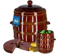 Pot à choucroute - KOTARBAU - 16 L - Jarre en grès - Couvercle et poids - Marron
