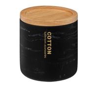 Pot à cotons noir ""Léa"" couvercle hévéa effet marbre - 5 five simply smart