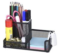 Pot À Crayons En Maille Métallique Durable ¿ Organiseur De Bureau Élégant Pour Fournitures De Bureau, 20,6 X 10,4 X 10,2 Cm ¿ Pieds Antidérapants